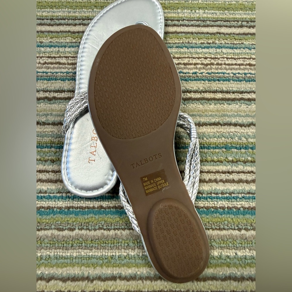 Talbots Cece Toe Loop Sandals-Metallic Silver | Braided Strappy | size 7 NWOT - Picture 9 of 9
